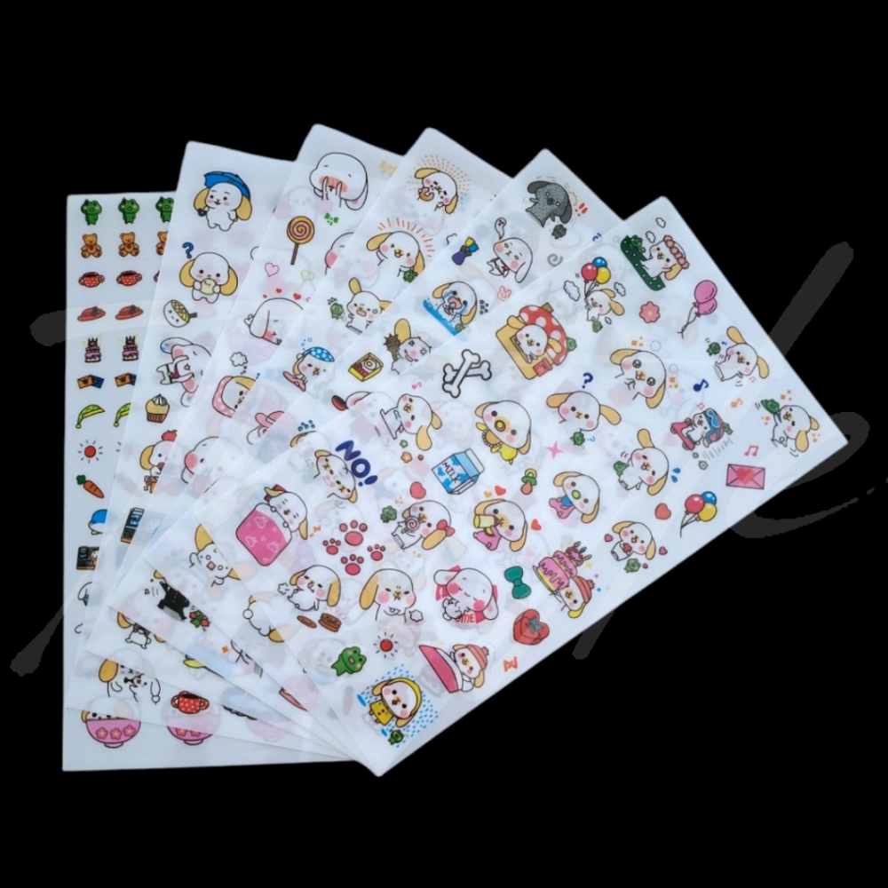 ⭐️3/$20⭐️ Adorable White Puppu Transparent Sticker Sheets
